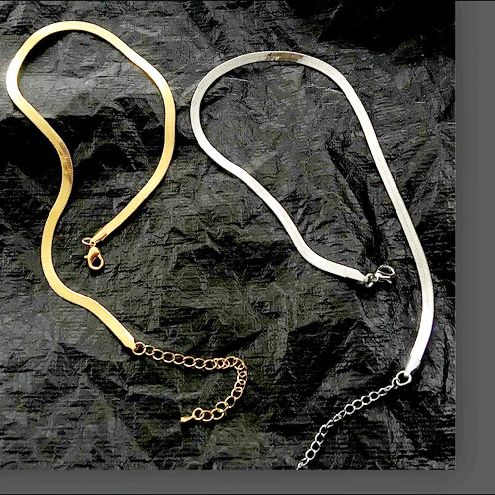 Delicate Double Layer Thin Snake Chain Necklace for Women Sexy Gold Color Cool Clavicle Chain Necklace Aesthetic Y2k Jewelry